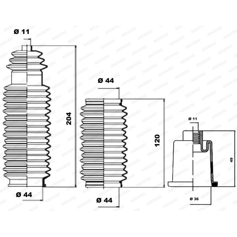 Jeu de joints-soufflets, direction MOOG K150043 - Visuel 1