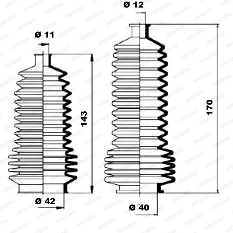 Jeu de joints-soufflets, direction MOOG K150157 - Visuel 1