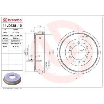 Tambour de frein BREMBO 14.D638.10