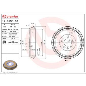 Tambour de frein BREMBO 14.D996.10