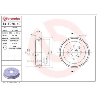 Tambour de frein BREMBO 14.E276.10