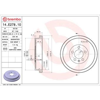 Tambour de frein BREMBO 14.E278.10