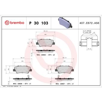 Jeu de 4 plaquettes de frein arrière BREMBO P 30 103
