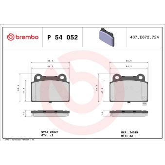 Jeu de 4 plaquettes de frein arrière BREMBO