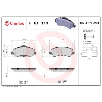 Jeu de 4 plaquettes de frein avant BREMBO