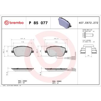 Jeu de 4 plaquettes de frein avant BREMBO
