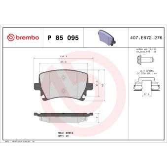 Jeu de 4 plaquettes de frein arrière BREMBO P 85 095