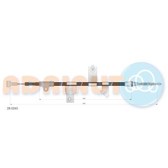 Tirette à câble, frein de stationnement arrière droit ADRIAUTO 28.0243