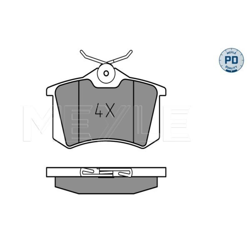 Jeu de 4 plaquettes de frein arrière MEYLE 025 209 6117/PD - Visuel 1