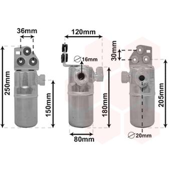Filtre déshydratant, climatisation VAN WEZEL 0300D300