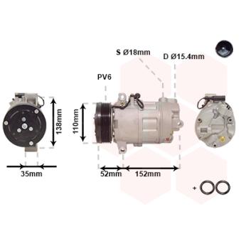 Compresseur, climatisation VAN WEZEL 0600K545