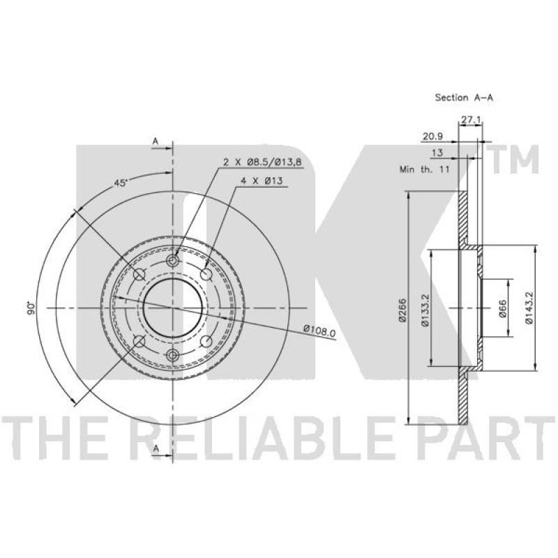 Jeu de 2 disques de frein avant NK 201925 - Visuel 2