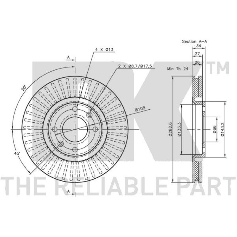 Jeu de 2 disques de frein avant NK 201927 - Visuel 2