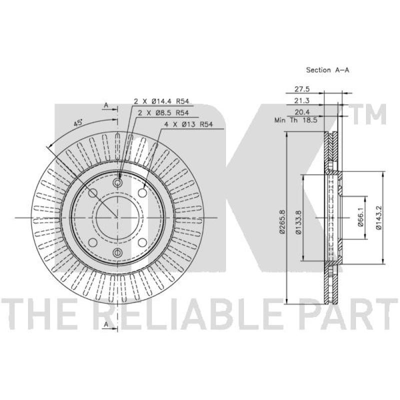 Jeu de 2 disques de frein avant NK 209915 - Visuel 2