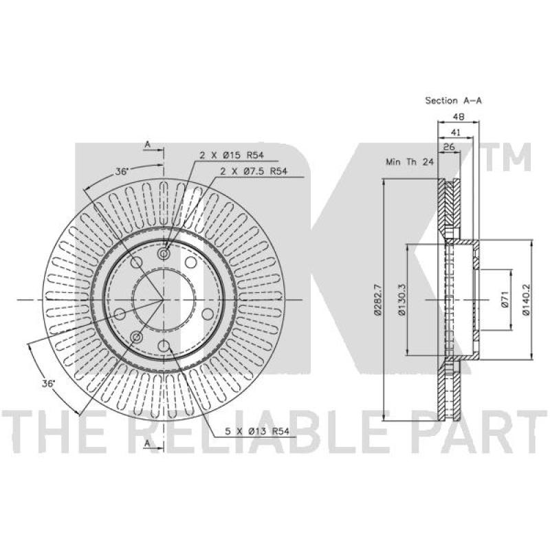 Jeu de 2 disques de frein avant NK 209920 - Visuel 2