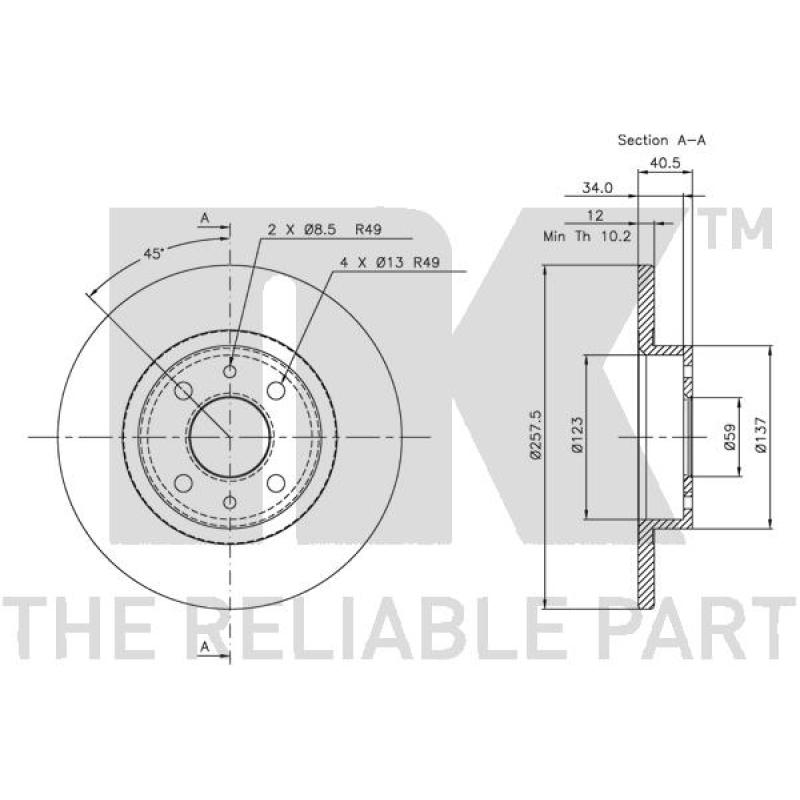 Jeu de 2 disques de frein avant NK 209932 - Visuel 2