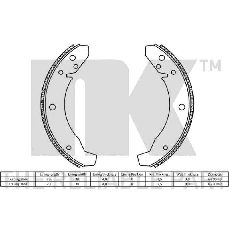 Jeu de mâchoires de frein NK 2747104 - Visuel 1