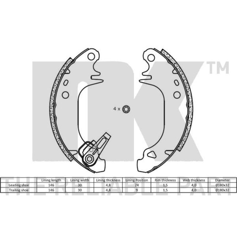 Jeu de mâchoires de frein NK 2799407 - Visuel 1