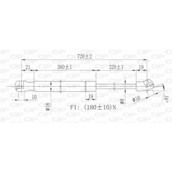 Vérin, capot-moteur OPEN PARTS