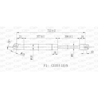 Vérin, capot-moteur OPEN PARTS
