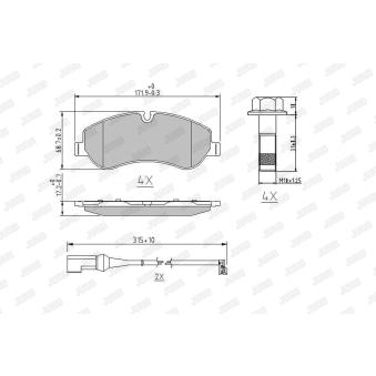 Jeu de 4 plaquettes de frein avant JURID