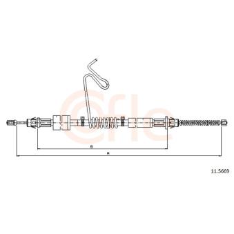 Tirette à câble, frein de stationnement COFLE 92.11.5669