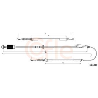 Tirette à câble, frein de stationnement COFLE 92.11.5839