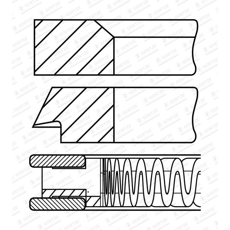 Jeu de segments de pistons GOETZE ENGINE 08-450400-00 - Visuel 1