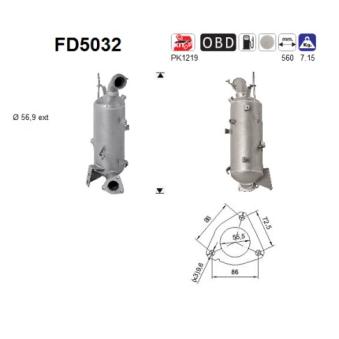Filtre à particules / à suie, échappement AS