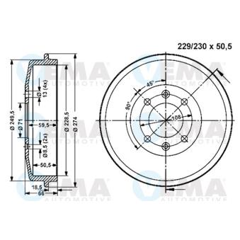 Tambour de frein VEMA 801095