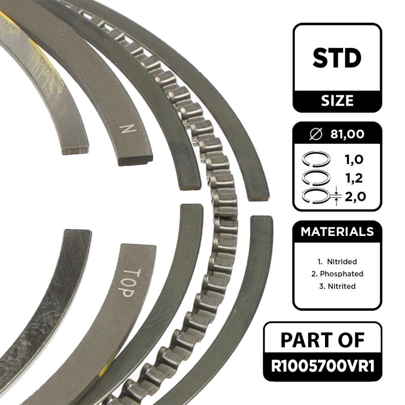Jeu de segments de pistons ET ENGINETEAM R1005700VR1 - Visuel 1