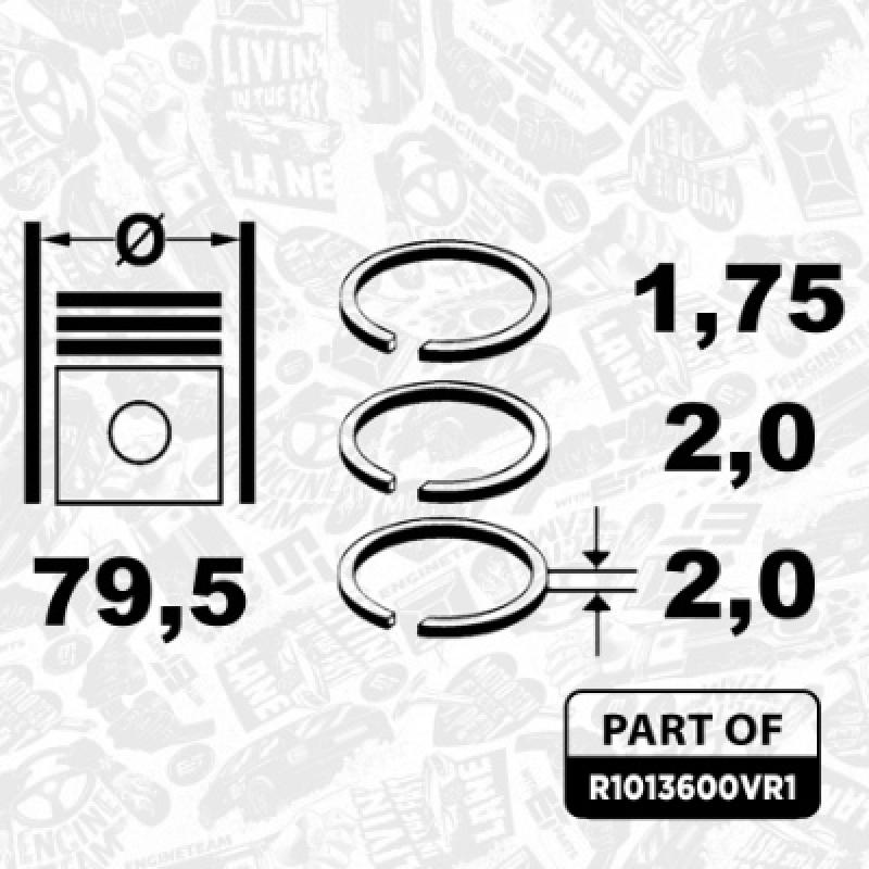 Jeu de segments de pistons ET ENGINETEAM R1013600VR1 - Visuel 3