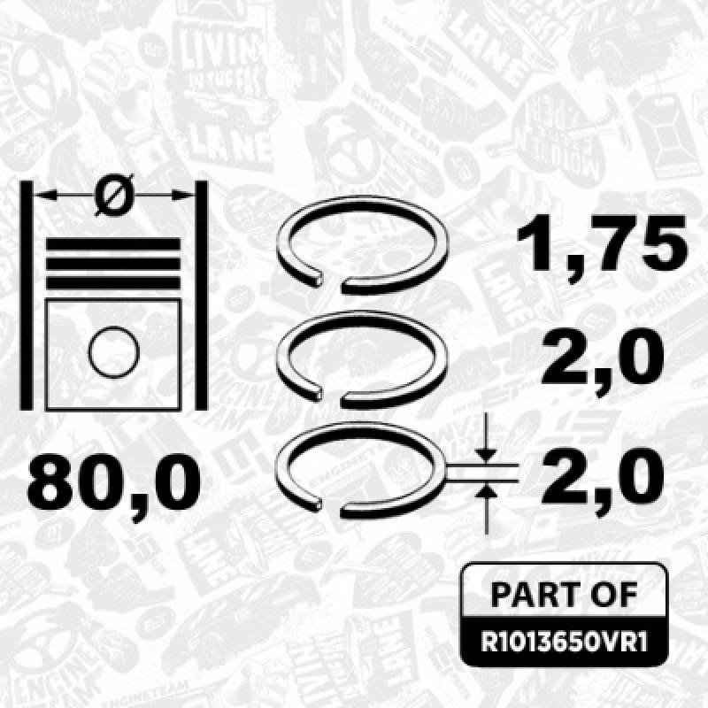 Jeu de segments de pistons ET ENGINETEAM R1013650VR1 - Visuel 3