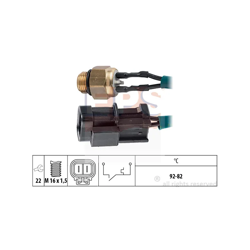 Interrupteur de température, ventilateur de radiateur EPS 1.850.060