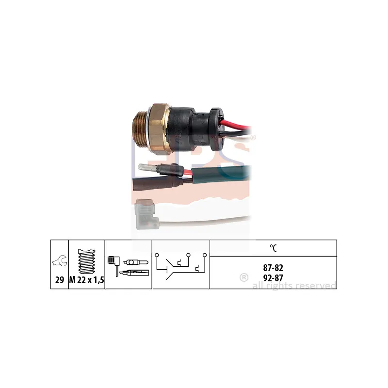 Interrupteur de température, ventilateur de radiateur EPS 1.850.600