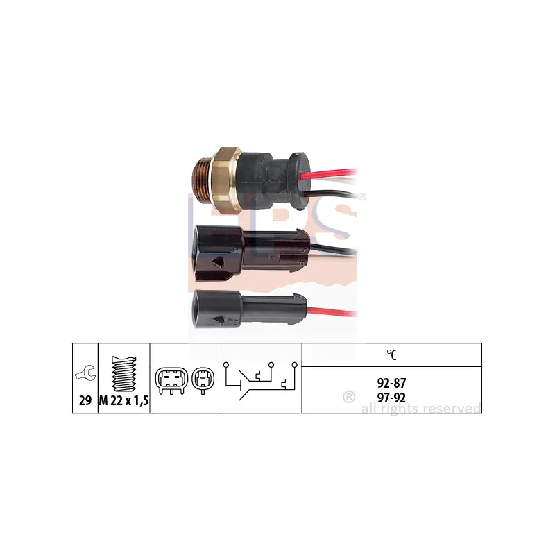 Interrupteur de température, ventilateur de radiateur EPS 1.850.610