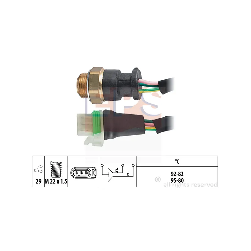 Interrupteur de température, ventilateur de radiateur EPS 1.850.618