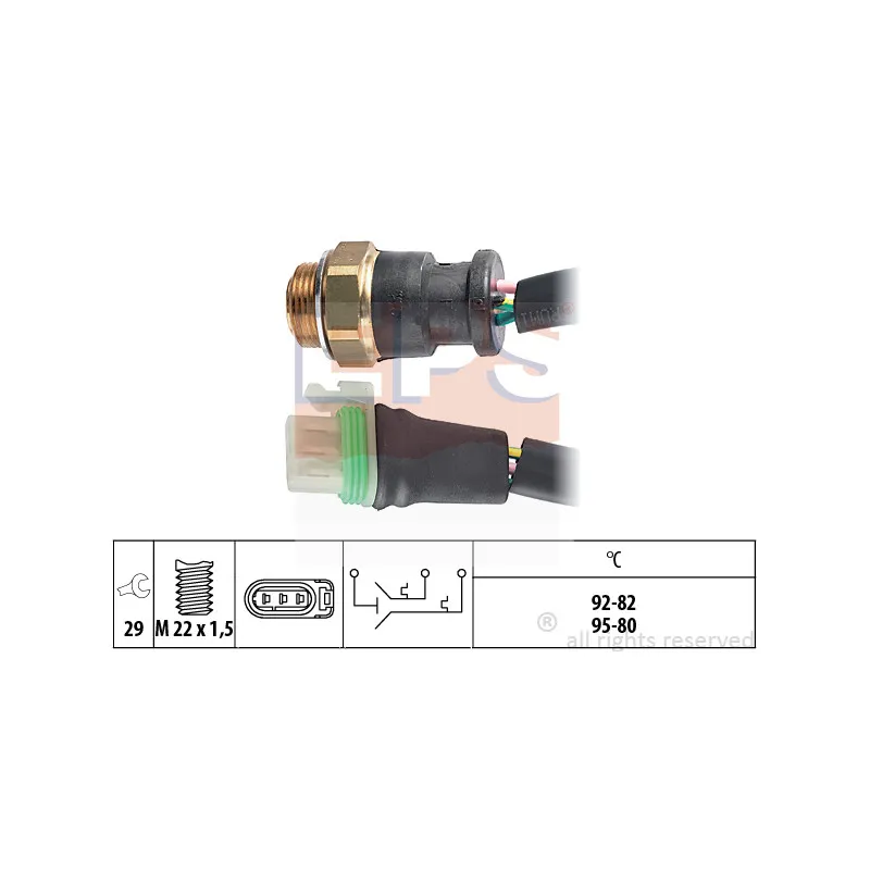 Interrupteur de température, ventilateur de radiateur EPS 1.850.656