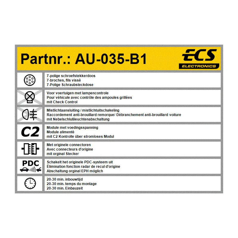 Kit électrique, dispositif d'attelage ECS AU-035-B1