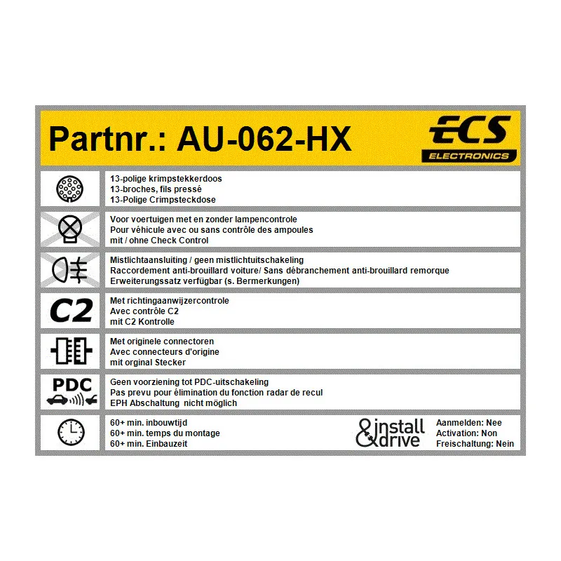 Kit électrique, dispositif d'attelage ECS AU-062-HX