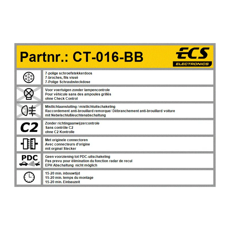 Kit électrique, dispositif d'attelage ECS CT-016-BB