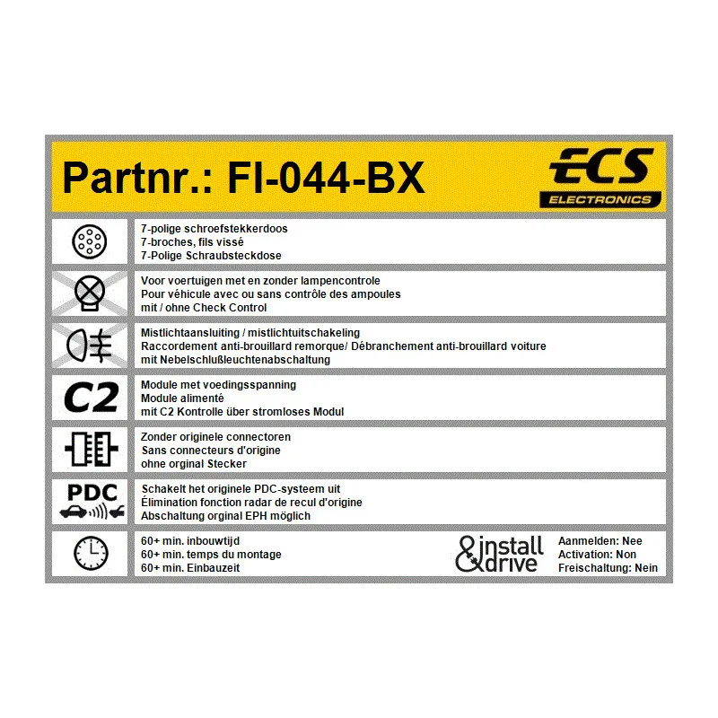 Kit électrique, dispositif d'attelage ECS FI-044-BX