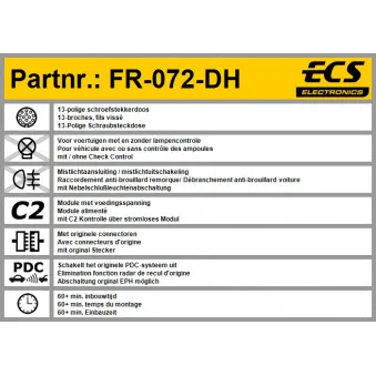 Kit électrique, dispositif d'attelage ECS FR-072-DH