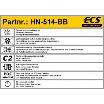 Kit électrique, dispositif d'attelage ECS HN-514-BB