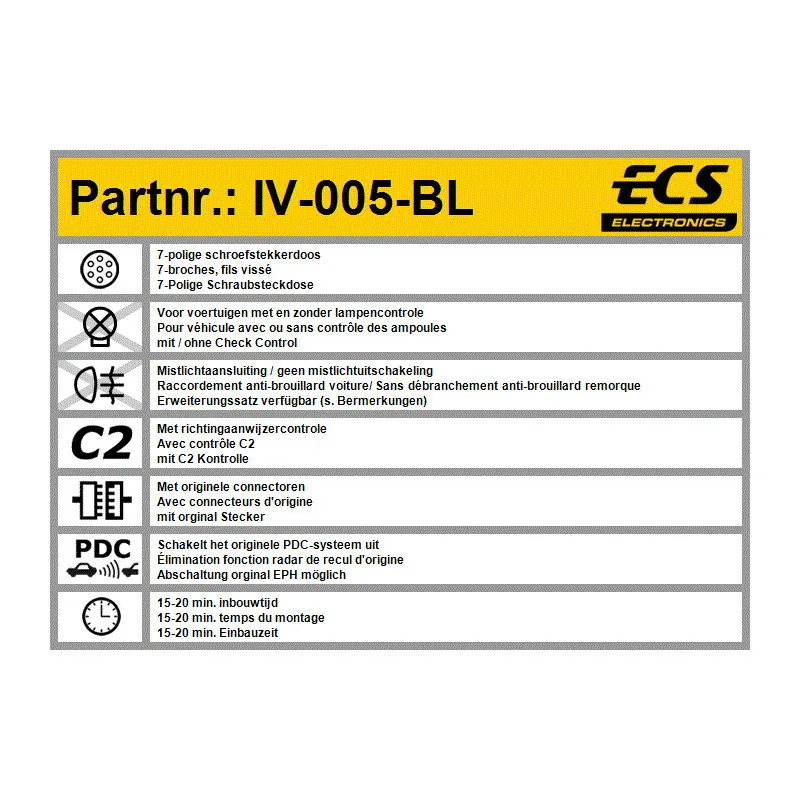 Kit électrique, dispositif d'attelage ECS IV-005-BL