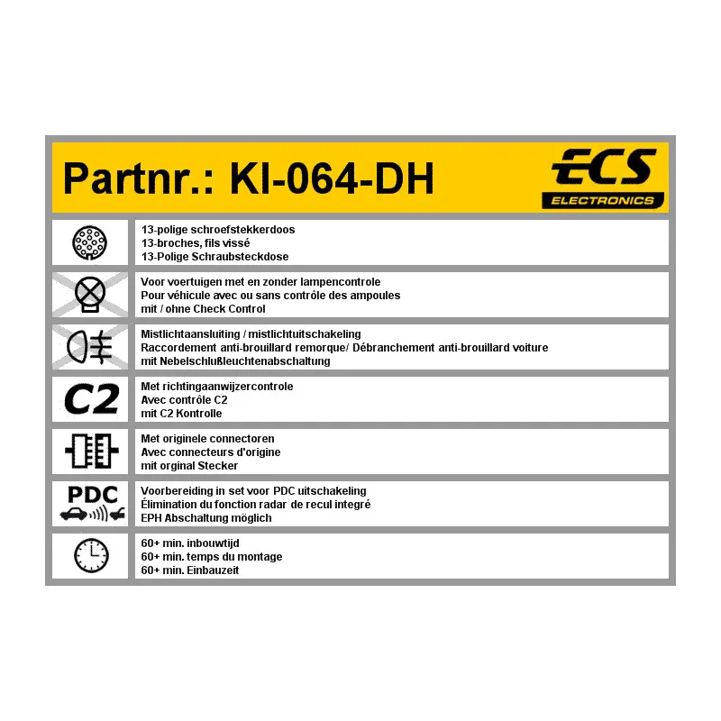 Kit électrique, dispositif d'attelage ECS KI-064-DH