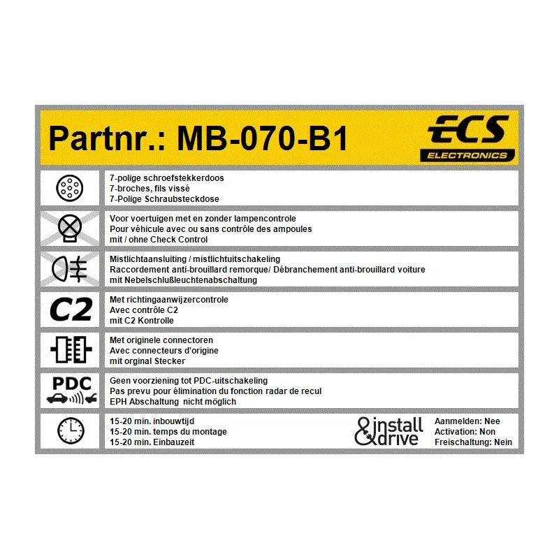 Kit électrique, dispositif d'attelage ECS MB-070-B1