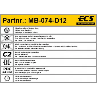 Kit électrique, dispositif d'attelage ECS MB-074-D12