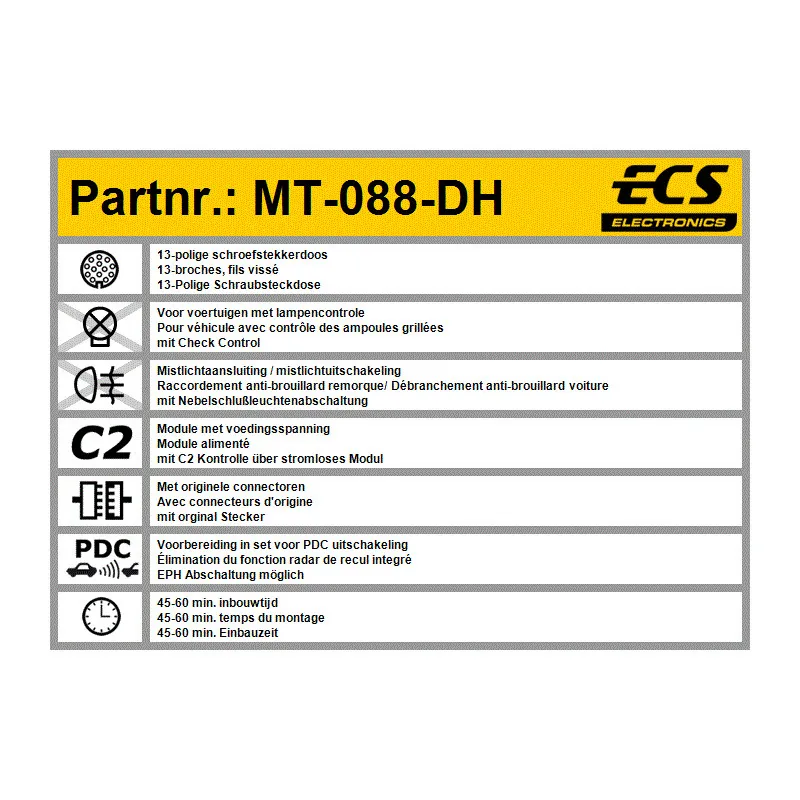 Kit électrique, dispositif d'attelage ECS MT-088-DH