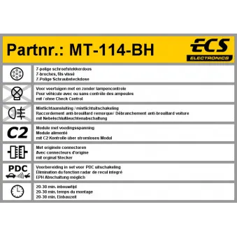 Kit électrique, dispositif d'attelage ECS MT-114-BH